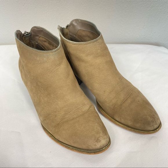 CASLON Suede Taupe Tan ‘Mayne’ Midi Zip Heeled Ankle Bootie - Picture 7 of 7